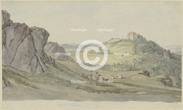 View from the Madelstein towards Wartburg Castle, c1795-1799. Creator: Georg Melchior Kraus.
