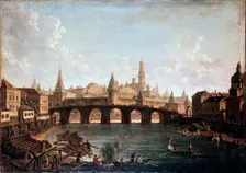 View from the Moscow Kremlin and the Bolshoy Kamenny Bridge (Greater Stone Bridge) 1810s. Artist: Fyodor Yakovlevich Alexeev