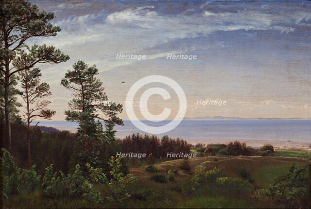 View from the northern coast of Zealand over Kattegat and Kullaberg, c1862. Creator: Peter Christian Thamsen Skovgaard.