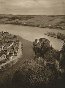 View from the Oberhaus to the Niederhaus and the junction of the Inn, Danube and Ilz 1931. Artist: Kurt Hielscher