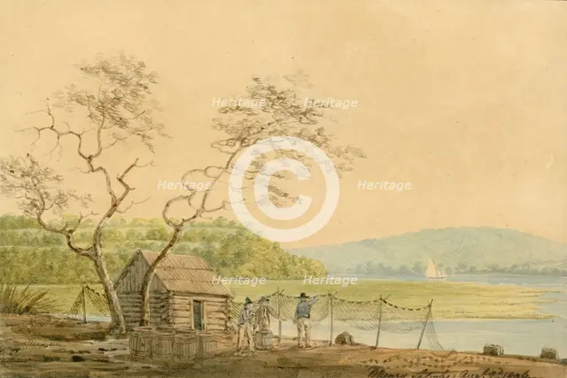 View from the Packet Wharf at Frenchtown Looking down Elk Creek, 1806. Creator: Benjamin Henry Latrobe.