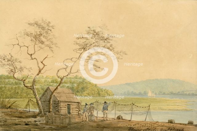 View from the Packet Wharf at Frenchtown Looking down Elk Creek, 1806. Creator: Benjamin Henry Latrobe.