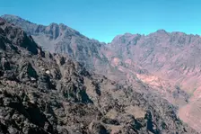 View from the pass descending to Sidi Chamharouch in Morocco