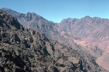 View from the pass descending to Sidi Chamharouch in Morocco