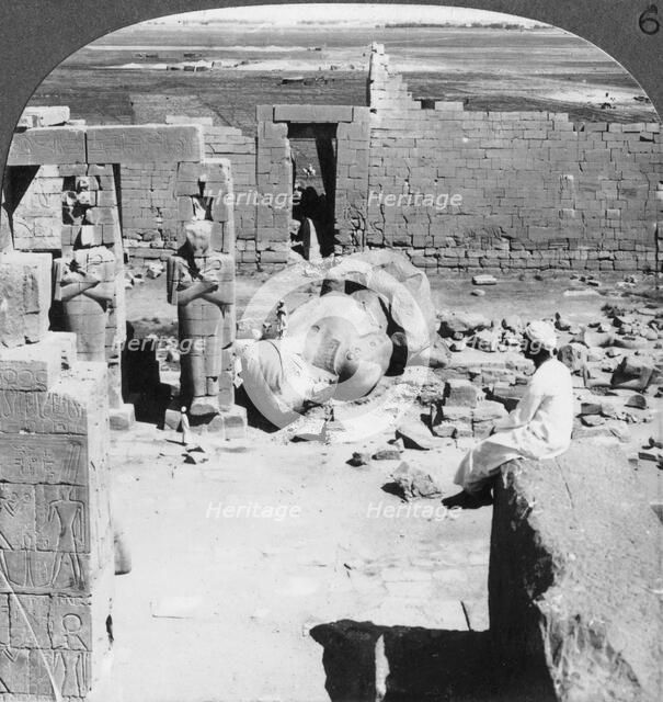 'View from the Ramesseum southeast over the plain of Thebes, Egypt', 1905.Artist: Underwood & Underwood