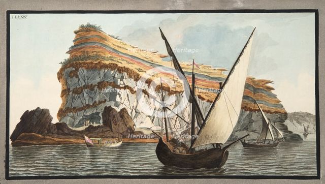 View from the sea of the promontory, Capo dell'Arco in the island of Ventotiene, 1776.