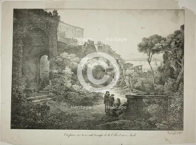 View From the Second Terrace of the Villa d'est at Tivoli, 1817. Creator: Claude Thiénon.