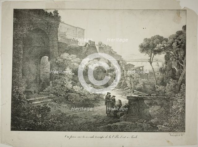 View From the Second Terrace of the Villa d'est at Tivoli, 1817. Creator: Claude Thiénon.