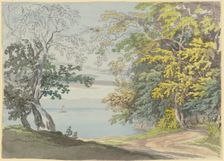View from the shore of Mainau Island towards Lake Constance, early 19th century. Creator: Max Josef Wagenbauer
