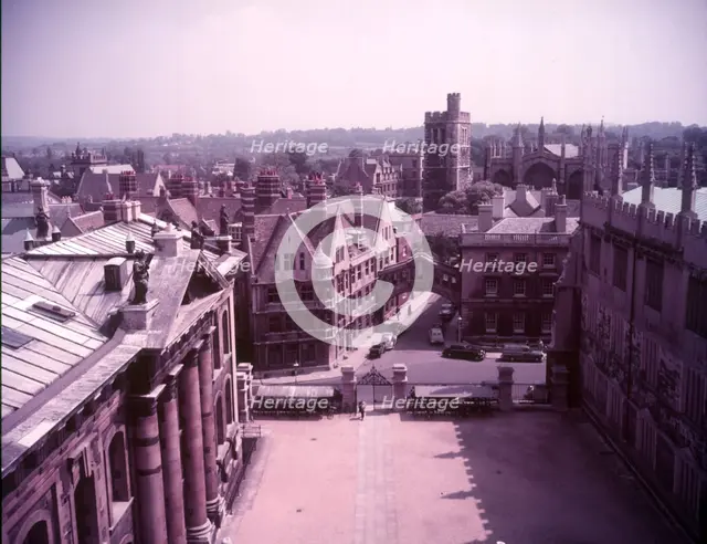 View from the Sheldonian Theatre, Oxford, c1955.  Hertford College, New College and tower and chapel Creator: Arthur Charles Kirby Ware.