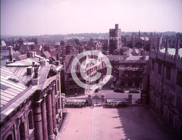 View from the Sheldonian Theatre, Oxford, c1955.  Hertford College, New College and tower and chapel Creator: Arthur Charles Kirby Ware.