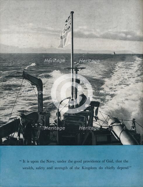 View from the stern of a British warship, c1940 (1943). Artist: Unknown.