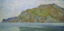 View from Torbole onto the western shore of Lake Garda, 1912. Creator: Koloman Moser