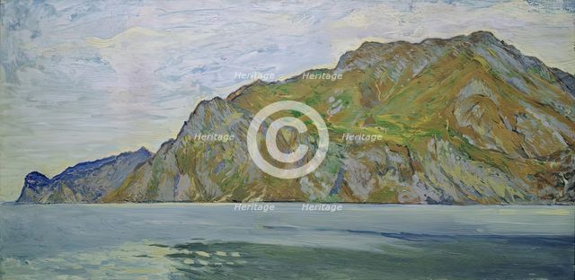 View from Torbole onto the western shore of Lake Garda, 1912. Creator: Koloman Moser.