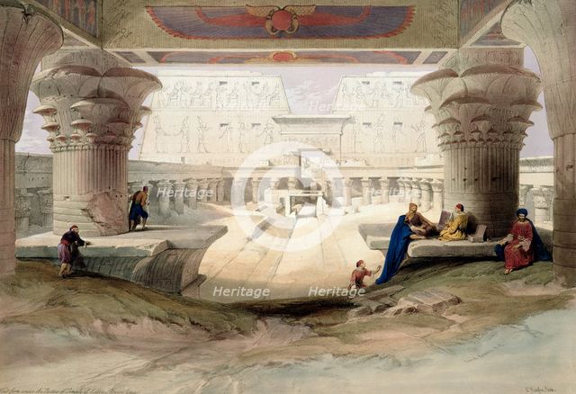 'View from under the Portico of Temple of Edfou, Upper Egypt', 1846. Creator: Louis Haghe.