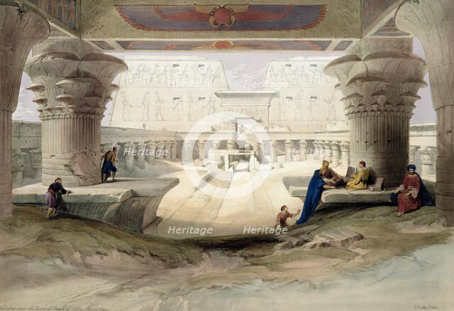 'View from under the Portico of Temple of Edfou, Upper Egypt', 1846. Artist: Louis Haghe