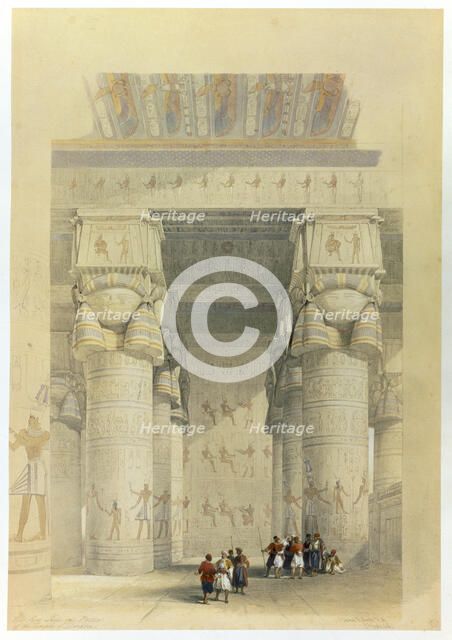 View from under the portico of the Temple at Denderah, Egypt, 19th century. Artist: David Roberts