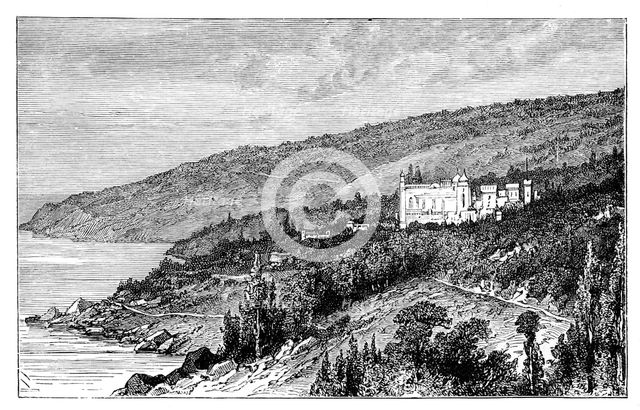 View in the Crimea: the Palace Woronzow, Alupka, Ukraine, c1888. Artist: Unknown