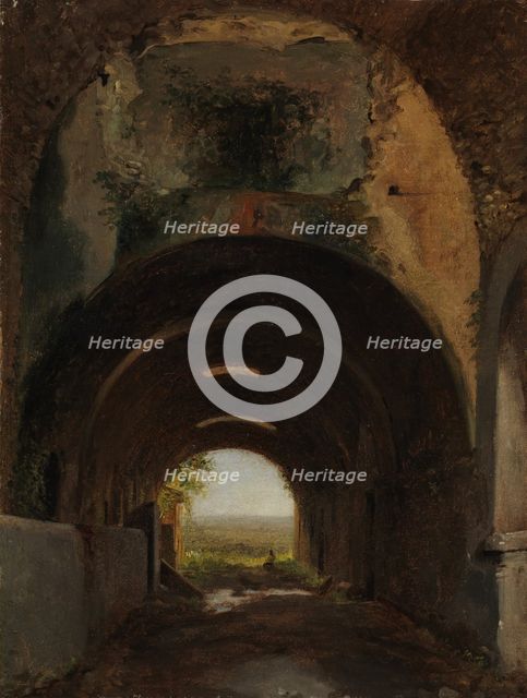 View in the Stables of the Villa of Maecenas, Tivoli, ca. 1805-10. Creator: Francois-Marius Granet.