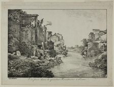 View in the Trastevere Quarter, Rome, 1817. Creator: Claude Thiénon