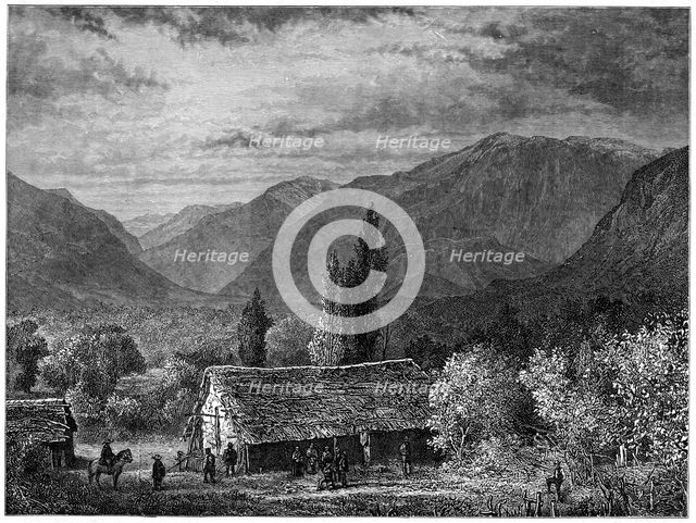 View in a valley of the Cordillera, Chile, 1877. Artist: Unknown
