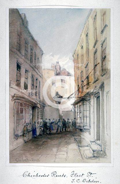 View in Chichester Rents, Fleet Street, City of London, c1850.                    Artist: Thomas Colman Dibdin