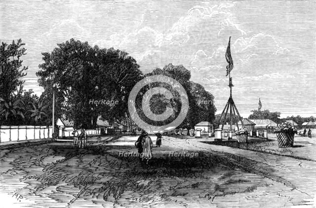 View in front of the house of the Dutch Government Resident, Telok Betong, 1883. Creator: Unknown.