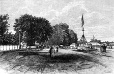 View in front of the house of the Dutch Government Resident, Telok Betong, 1883. Creator: Unknown