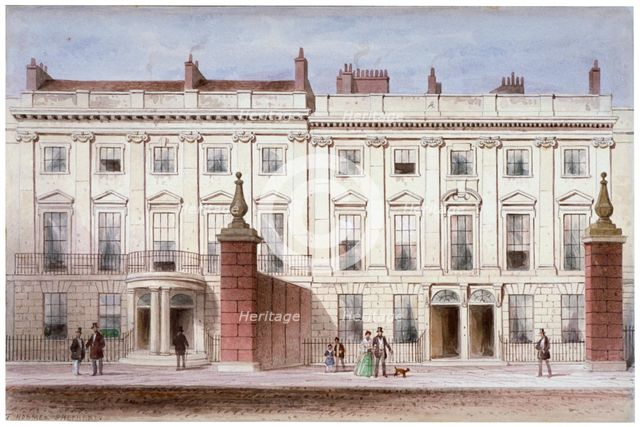 View in Lincoln's Inn Fields showing Lindsey House, Holborn, London, c1835. Artist: Thomas Hosmer Shepherd