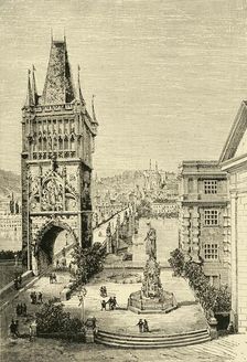 View in Prague - The bridge Tower 1890. Creator: Unknown