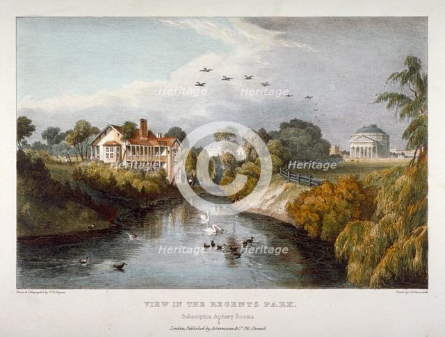 View in Regent's Park, St Marylebone, London, c1830. Artist: Thomas Mann Baynes