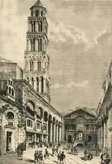 View in Spalatro, Showing the Campanile and the Peristyle of the Palace of Diocletian 1890. Creator: Unknown