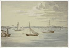 View Inchkeith and the Firth of Forth Islands from Granton, September 1844. Creator: Elizabeth Murray