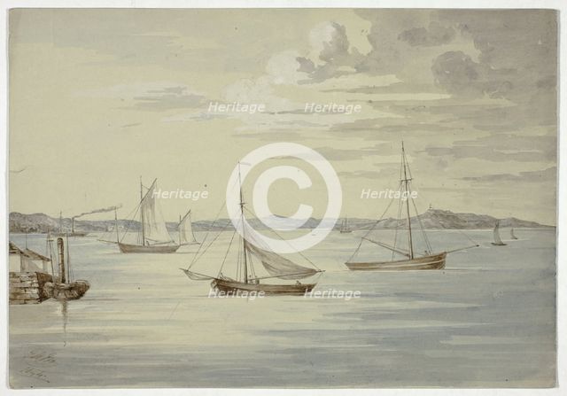 View Inchkeith and the Firth of Forth Islands from Granton, September 1844. Creator: Elizabeth Murray.