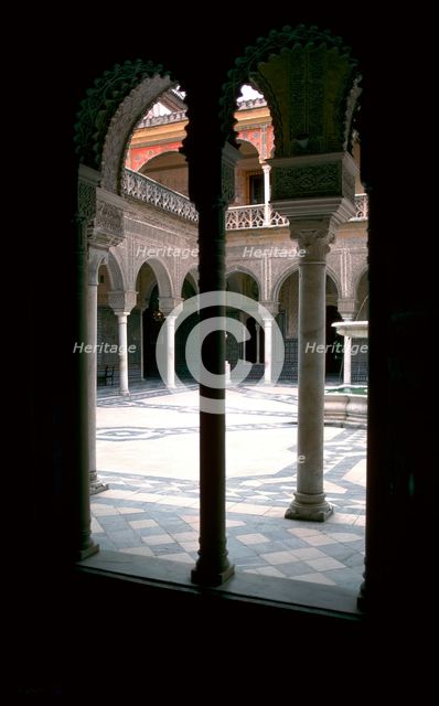View into the main courtyard of the Casa di Pilatos, 15th century. Artist: Unknown