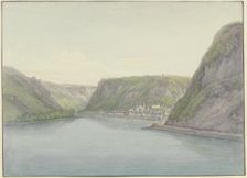 View into the Rhine Valley, with Sankt Goar on the right
, 1804. Creator: Christian Georg Schütz