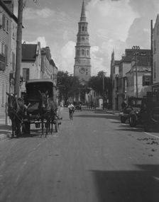 [View looking north down Church Street] to St. Philip's Church, Charleston, South Ca..., c1920-1926. Creator: Arnold Genthe
