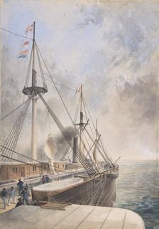 View Looking Aft from the Port Paddle-box on the Deck of the Great Eastern..., 1865-66. Creator: Robert Charles Dudley