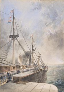 View Looking Aft from the Port Paddle-box on the Deck of the Great Eastern..., 1865-66. Creator: Robert Charles Dudley