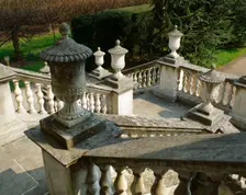 View looking down the entrance steps from the portico of Chiswick House, London, c2000s(?)