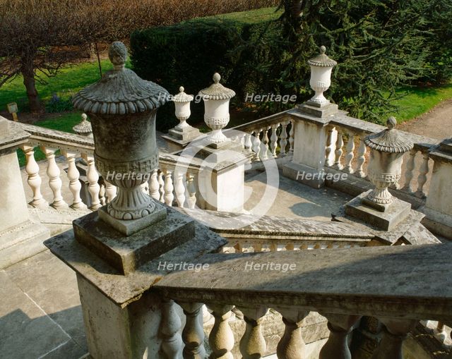 View looking down the entrance steps from the portico of Chiswick House, London, c2000s(?). Artist: Unknown.