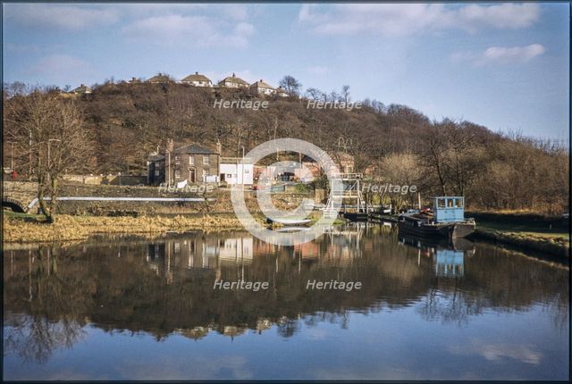 View looking east across Salterhebble Low Basin on the Calder and Hebble Navigation, Halifax, 1980. Creator: Dorothy Chapman.