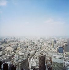 View looking south-west from the top of the NatWest Tower over the City of London, 15/05/1996. Creator: John Laing plc