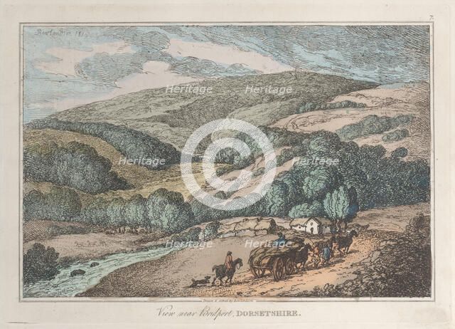 View near Bridport, Dorsetshire, from "Sketches from Nature", 1819-22., 1819-22. Creator: Thomas Rowlandson.