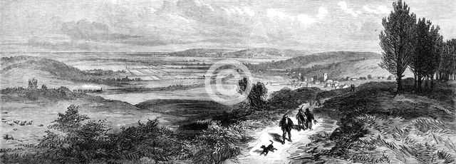 View near Sandringham, looking north-west to Dersingham and the railway at Wolferton, 1871. Creator: Unknown.