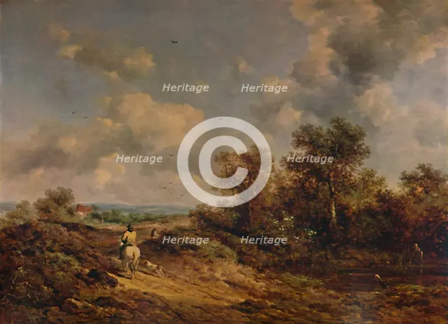 'View Near Sevenoaks, Kent, with man on white horse', 19th century, (1935). Artist: Richard Hilder.