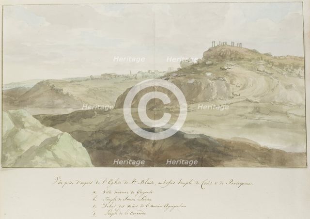 View near the church of Saint Blaise, built on the remains of the temple of Demeter..1778. Creator: Louis Ducros.