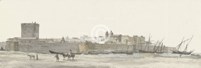 View of Taranto's fortifications, 1778. Creator: Louis Ducros.