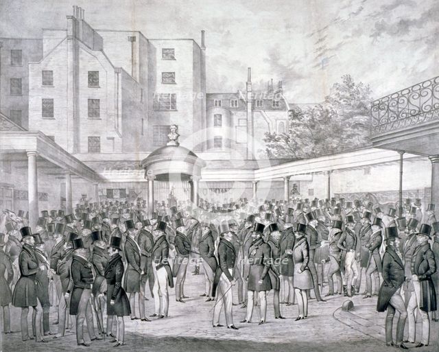 View of Tattersall's horse sale yard at Hyde Park Corner, Westminster, London, c1845.                Artist: Anon