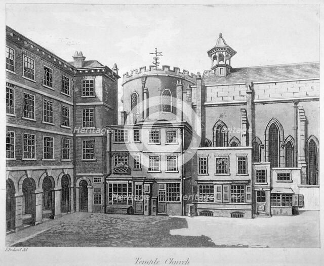 View of Temple Church, City of London, 1800.                                                 Artist: Anon